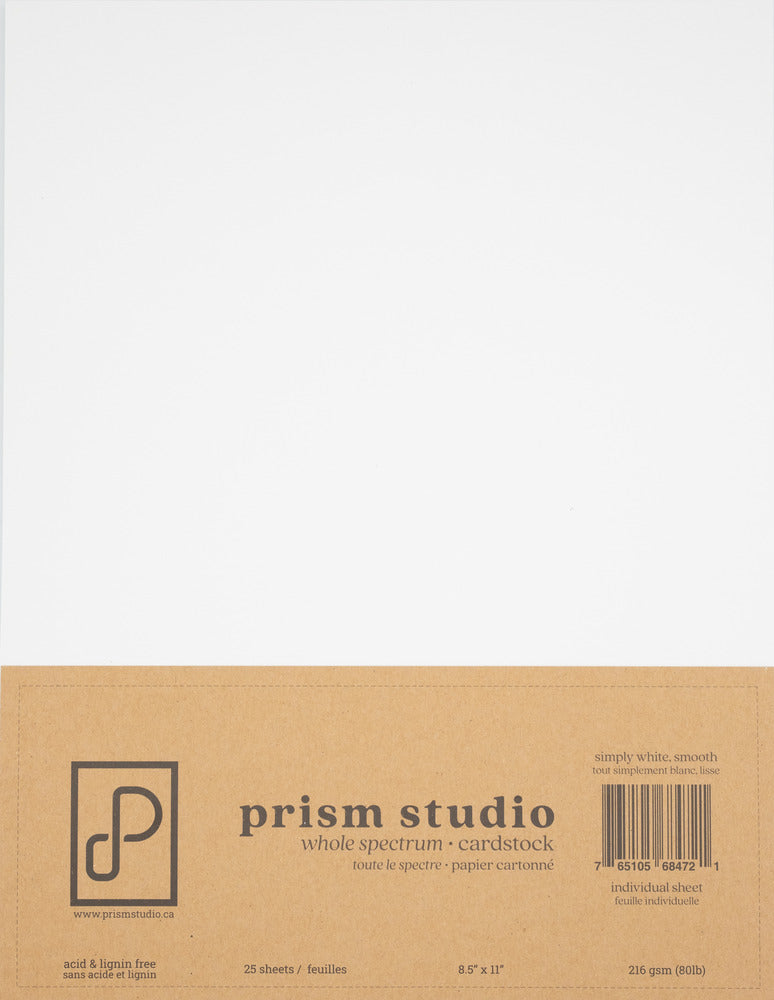 8.5X11 Whole Spectrum Smooth Cardstock, 80lb, Simply White (25 Sheets)