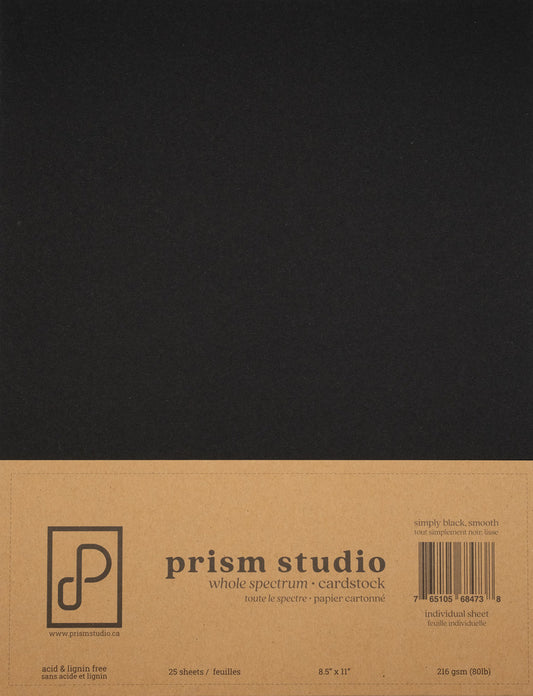 8.5X11 Whole Spectrum Smooth Cardstock, 80lb, Simply Black (25 Sheets)