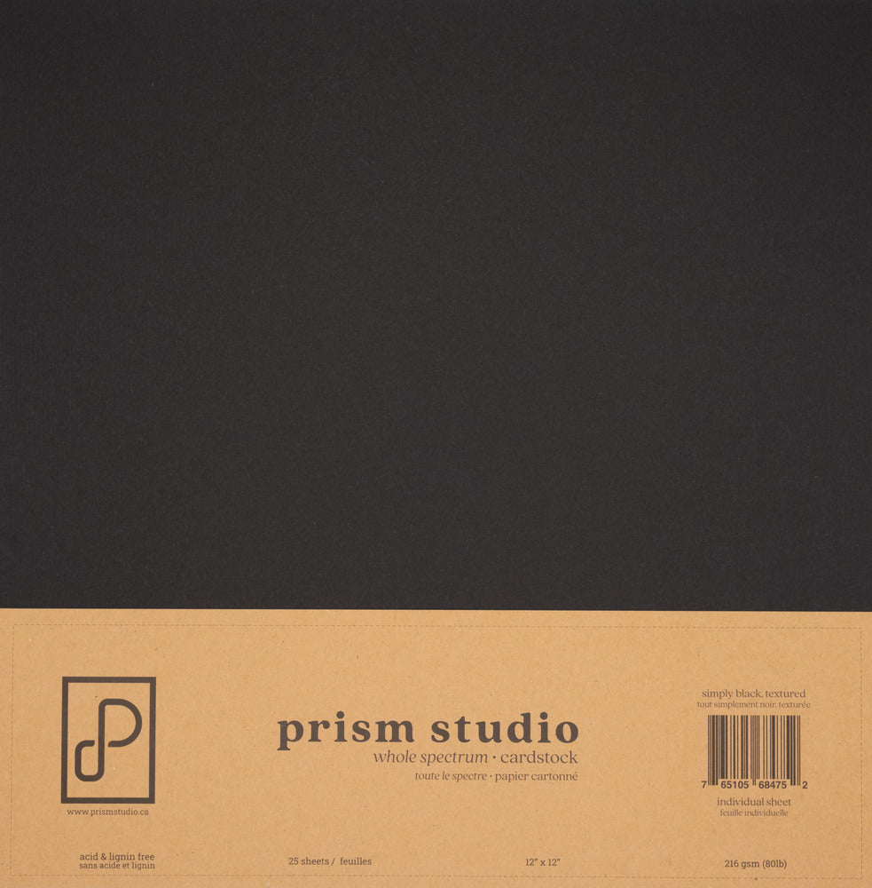 12X12 Whole Spectrum Textured Cardstock, 80lb - Simply Black (25 Sheets)