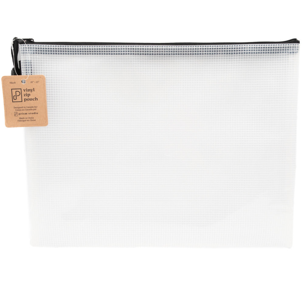 Vinyl Zip Pouch, 10" x 13", Black