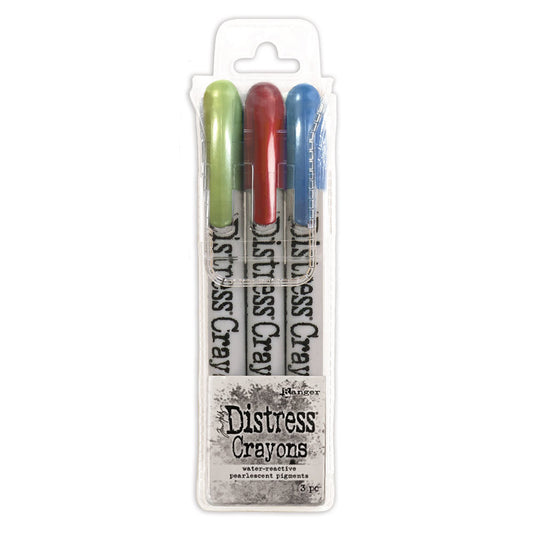 Tim Holtz Distress Pearlescent Crayon Set, Holiday #3