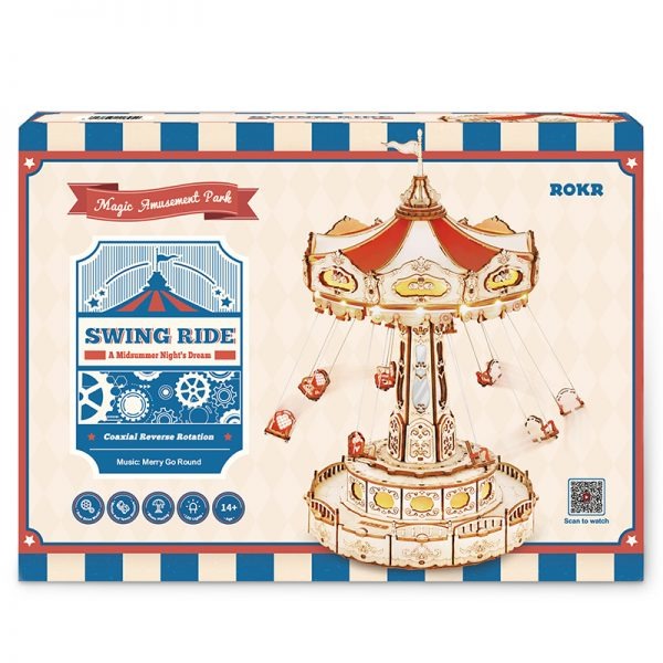 ROKR 3D Wooden Puzzle, Magic Amusement Park - Swing Ride
