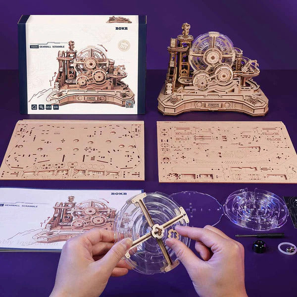 ROKR 3D Wooden Puzzle, Marble Run - Gearball Scramble