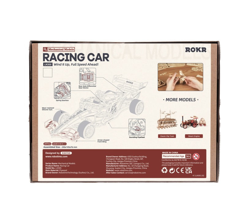 ROKR 3D Wooden Puzzle, Mechanical Gears - F1 Racing Car