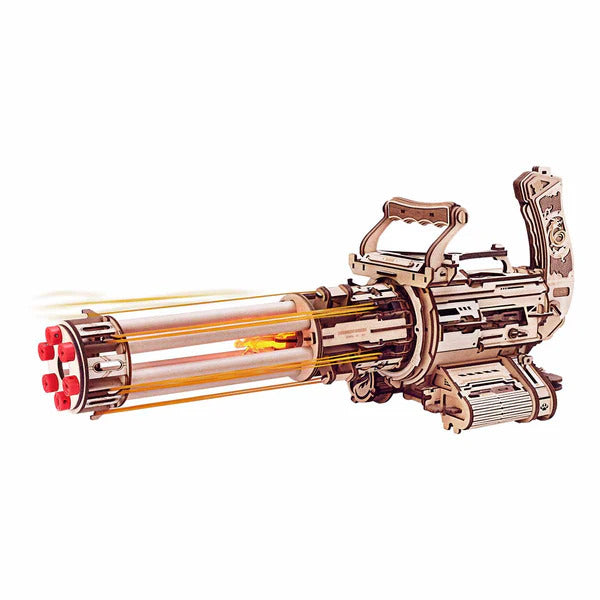 ROKR 3D Wooden Puzzle, Rotating-Barrel Machine Gun
