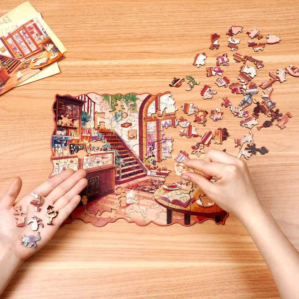 Rowood Wooden Jigsaw Puzzle, Cozy Winter Cafe 200pc