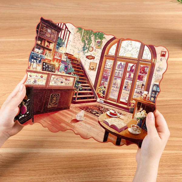 Rowood Wooden Jigsaw Puzzle, Cozy Winter Cafe 200pc