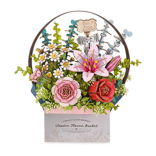 Rowood 3D Wooden Puzzle, Wooden Flower Basket
