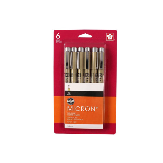 Pigma Micron (10) Pen Set, Black (6pc)