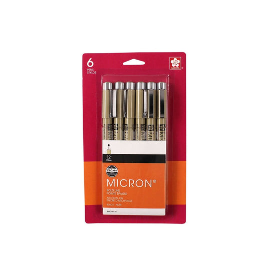 Pigma Micron (12) Pen Set, Black (6pc)