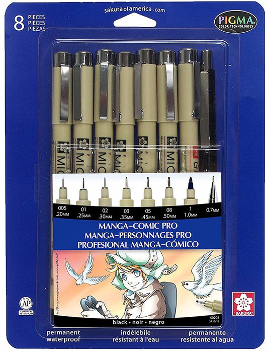 Pigma Sensei Pen Set, Manga Comic Pro Drawing Kit (8 pc)