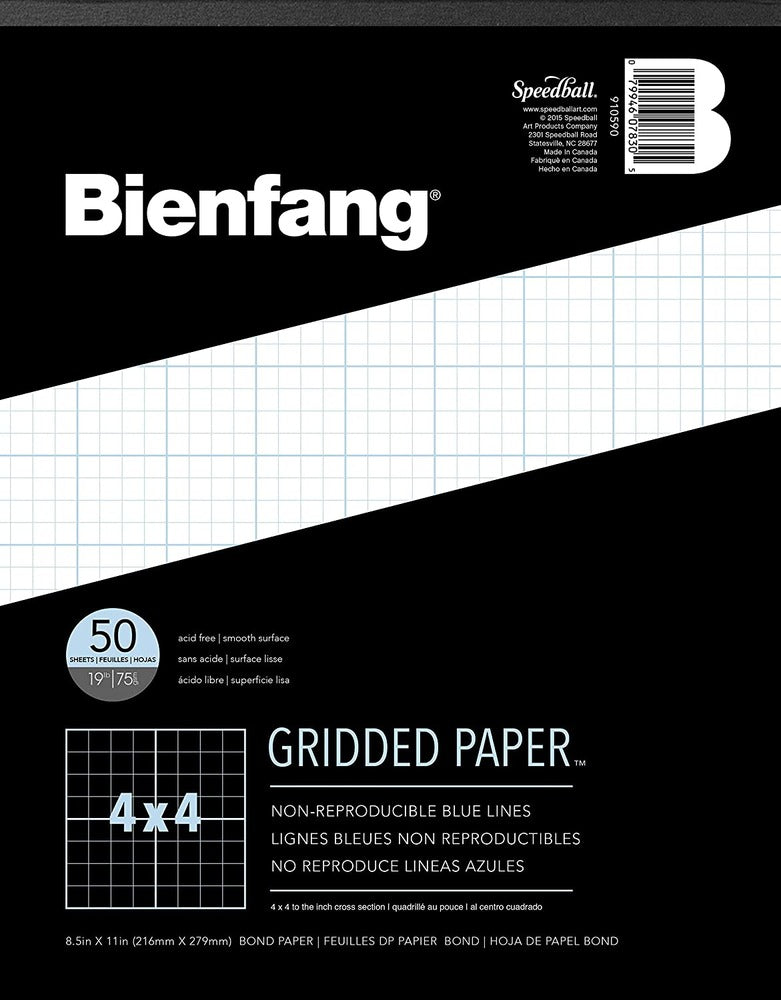 Bienfang Designer Gridded Paper Pad, 8.5" x 11" - 4x4 Grid