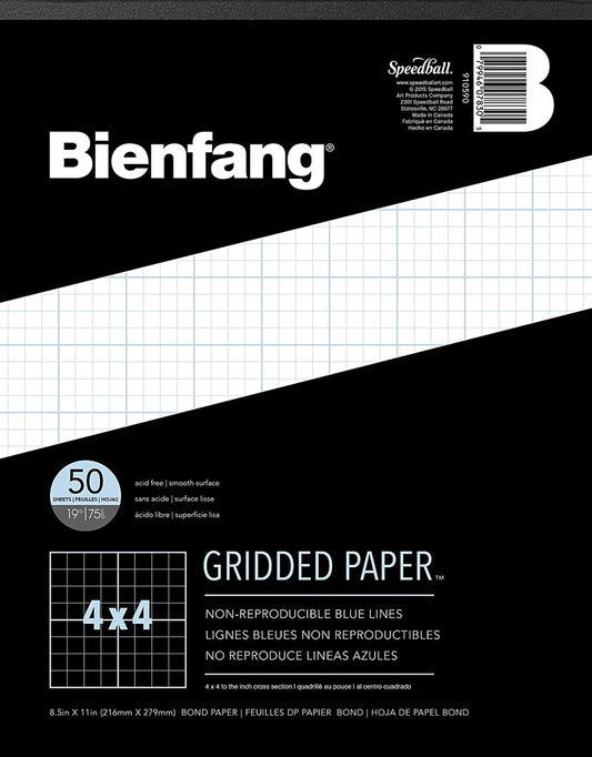 Bienfang Designer Gridded Paper Pad, 8.5" x 11" - 4x4 Grid