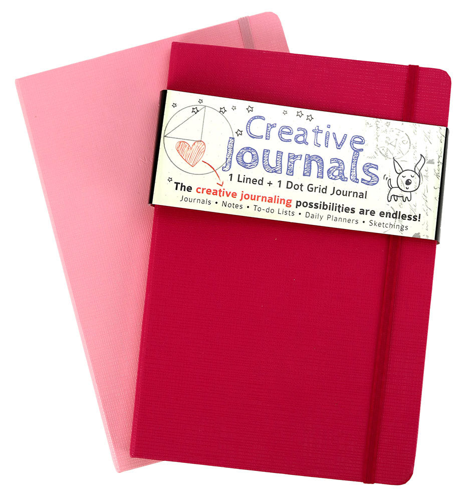 Creative Journals, Pink & Pastel Pink (1 Lined + 1 Dot Grid Journal)