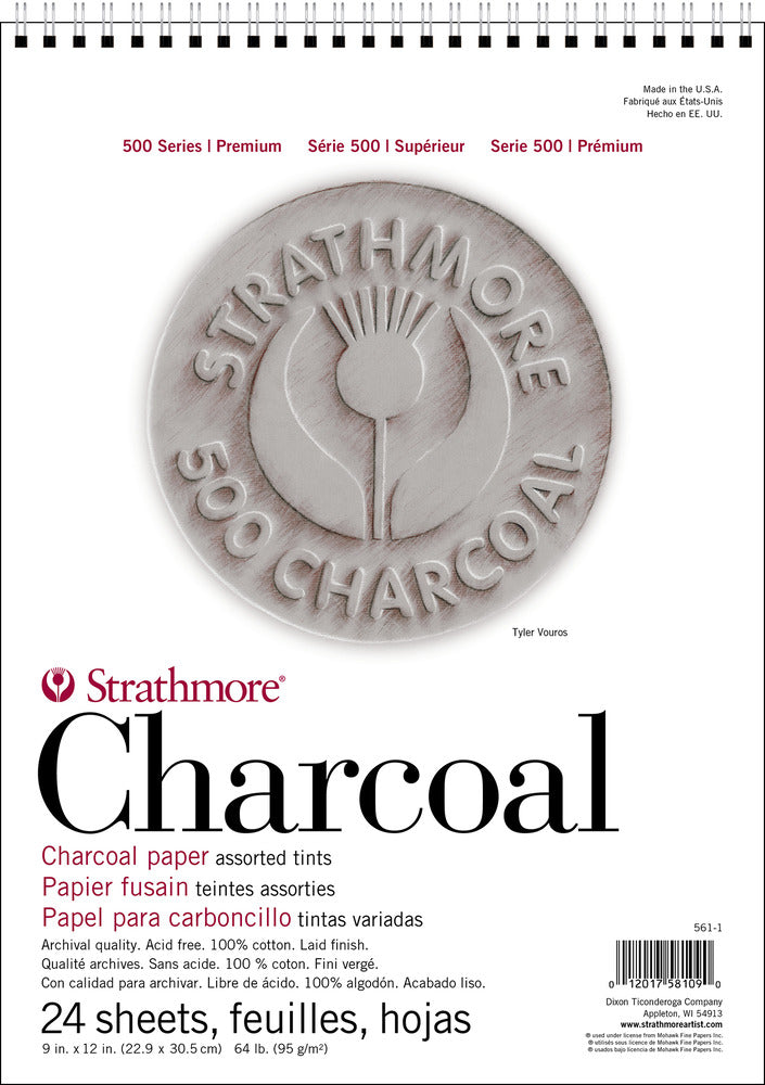 500 Series Charcoal Pad, Assorted Tints - 9" x 12"