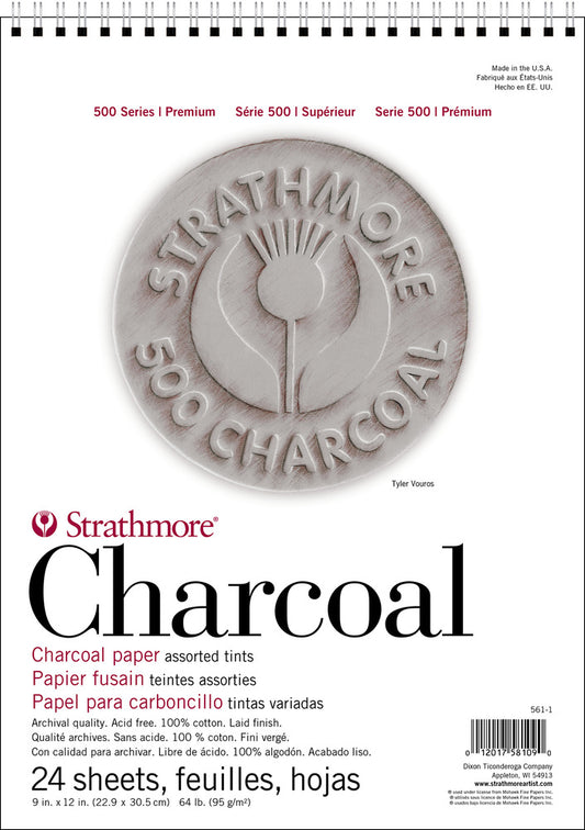 500 Series Charcoal Pad, Assorted Tints - 9" x 12"