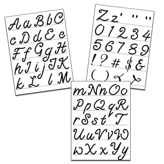 8.5X11 Stencil Set, Script Alphabet (3pc)
