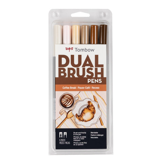 Dual Brush Pen Set, Coffee Break (6pk)