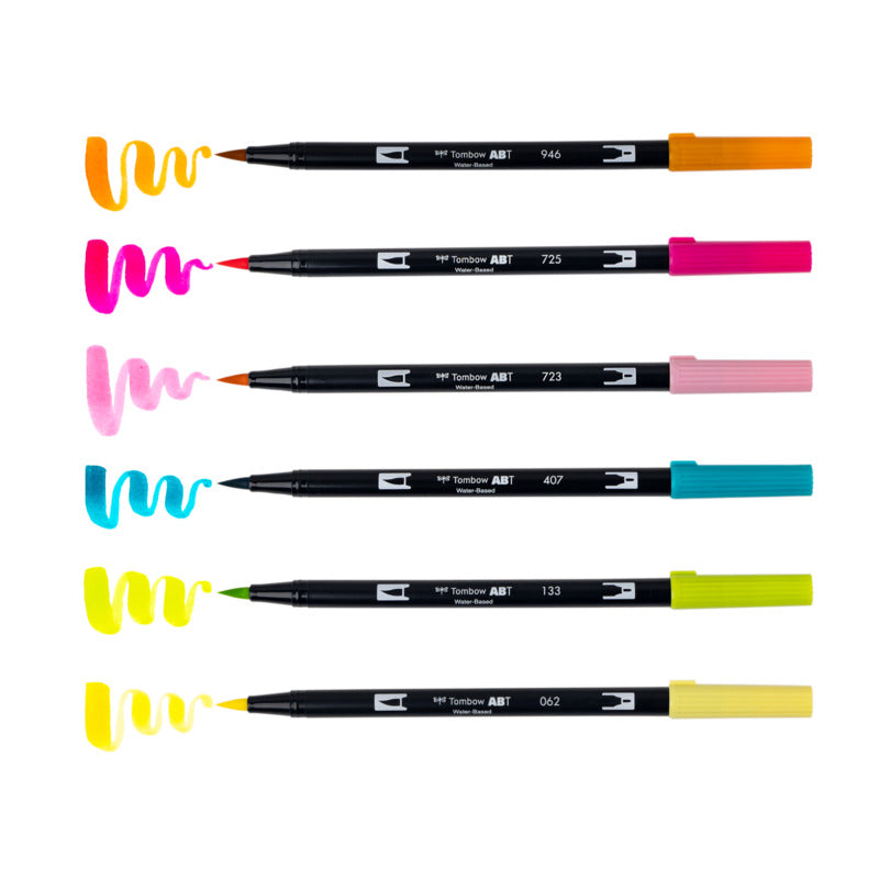 Dual Brush Pen Set, Happy Hour (6pk)