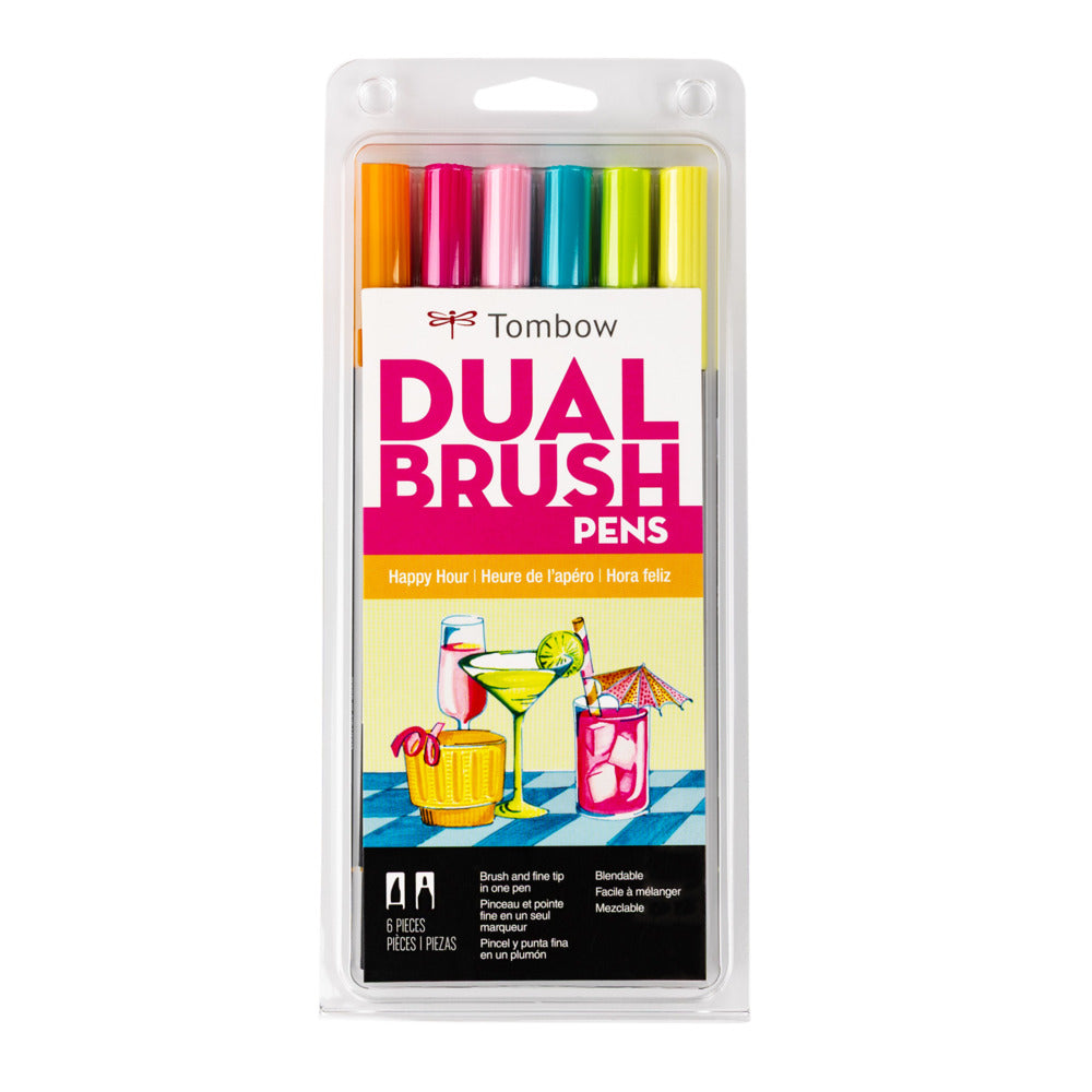 Dual Brush Pen Set, Happy Hour (6pk)