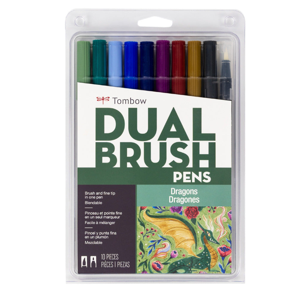 Dual Brush Pen Set, Dragons (10pk)
