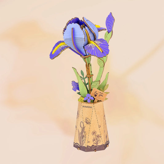 Rowood Purple Iris TW121 - DIY Flower Wooden 3D Puzzle