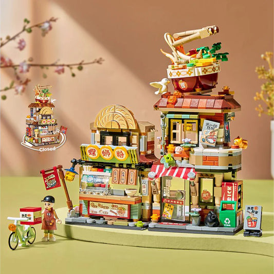 The spiral noodle shop | LOZ 1295 Building Bricks Mini Street Food Set