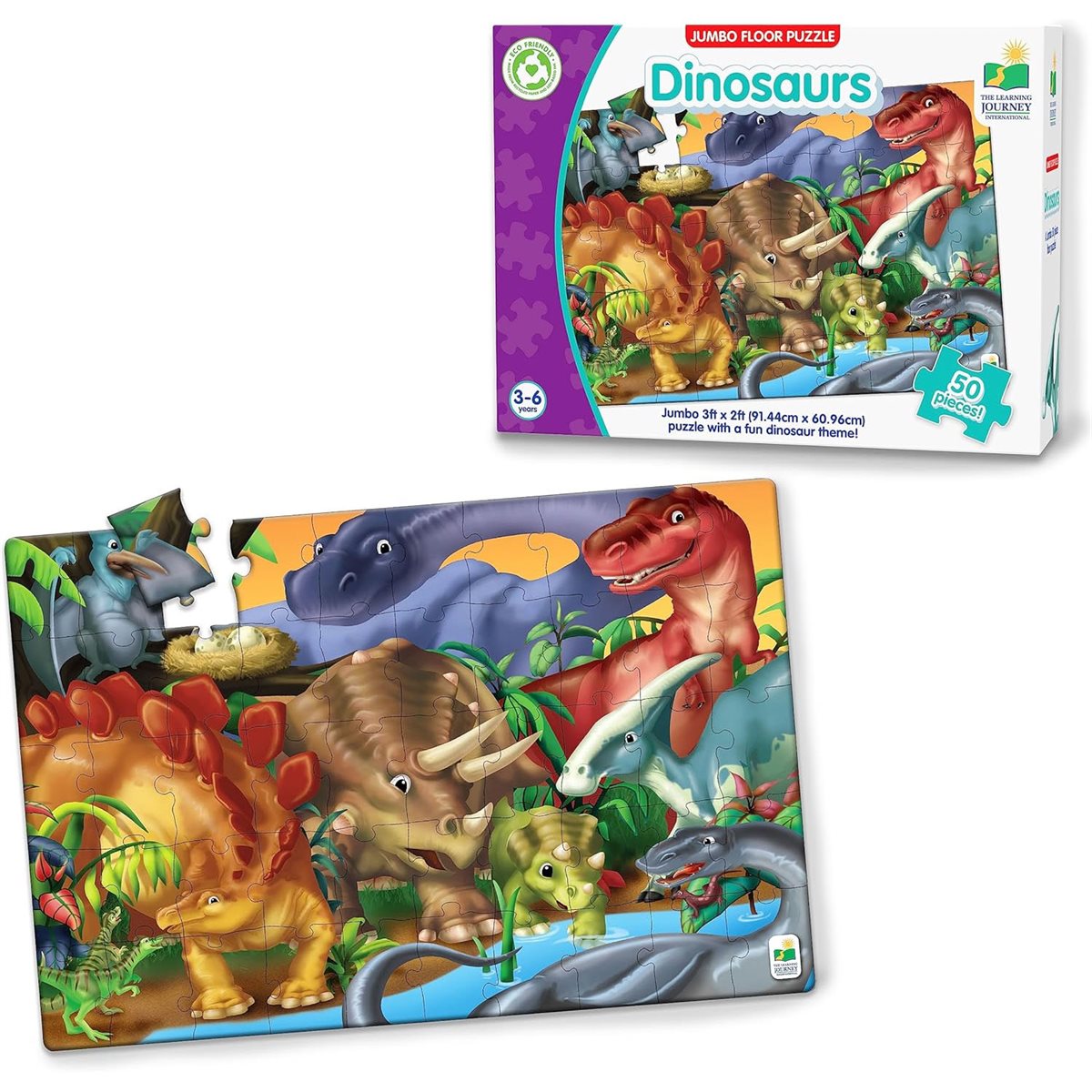 Puzzle - 50 pcs - Jumbo Floor Puzzles: Dinosaurs