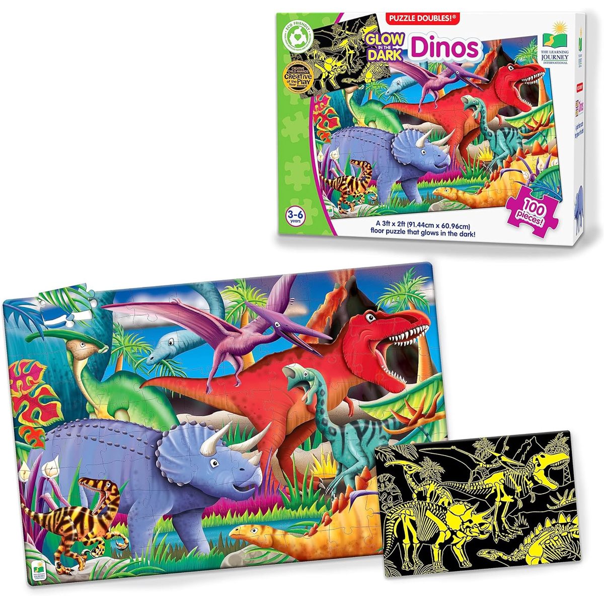 Puzzle - 100 pcs - Puzzle Doubles Glow in the Dark: Dinos