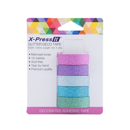 Glitter Deco Tape, 12mm x 3m - Mermaid (5pk)