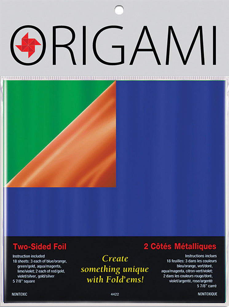 Origami Two-Sided Foil/Solid Paper Pack, II - 5 7/8" (18 Sheets)