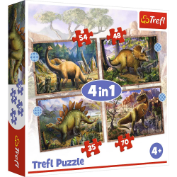PUZZLE - 4in1 - INTERESTING DINOSAURS - 35/48/54/70pcs
