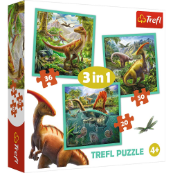 PUZZLE - 3in1 - THE EXTRAORDINARY WORLD OF DINOSAUR - 20/36/50pcs