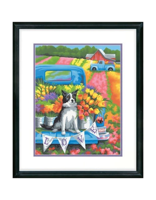 Paint Works Paint By Number Kit FLOWER POWER DOG, 11x14
