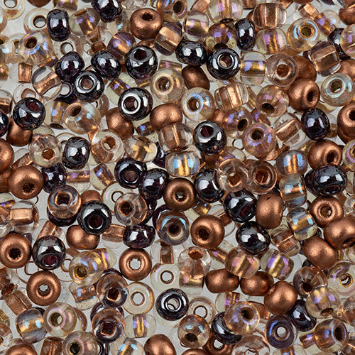 Czech Seed Beads apx 24g Vial 6/0 Hematite Capri Mix