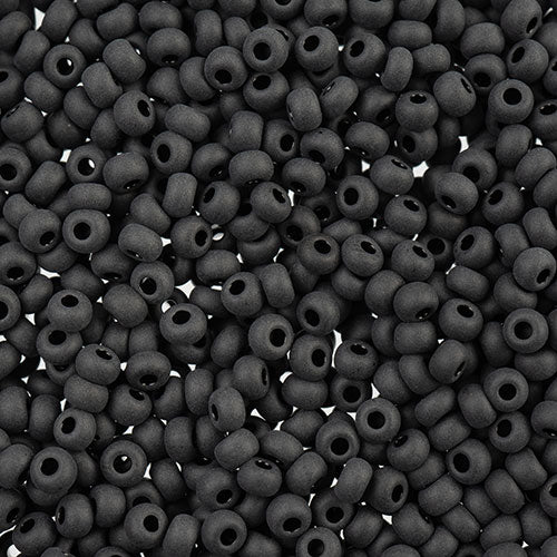Czech Seed Beads apx 24g Vial 8/0 Opaque Black Matt