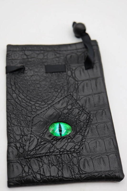 Black Leatherette Jade Dragon Eye Dice Bag