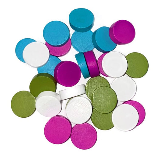 Craftwood Coloured Rounds - 11/16" x 1/4" thick - 30pc