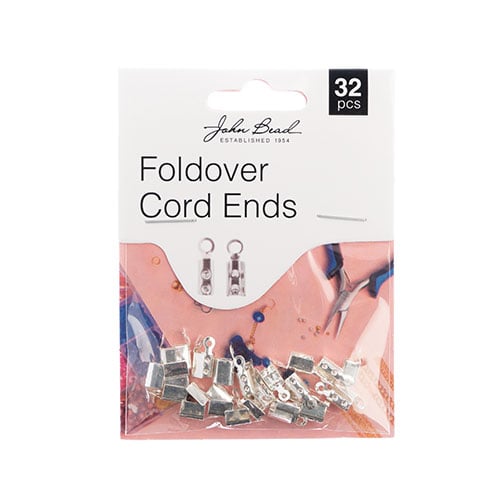 Must Have Findings - Fold Over Cord Ends (apx 4.5x4x10mm) Silver 32pcs