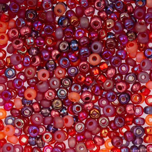 Czech Seed Beads apx. 22g Vial 6/0 Royal Ruby Mix
