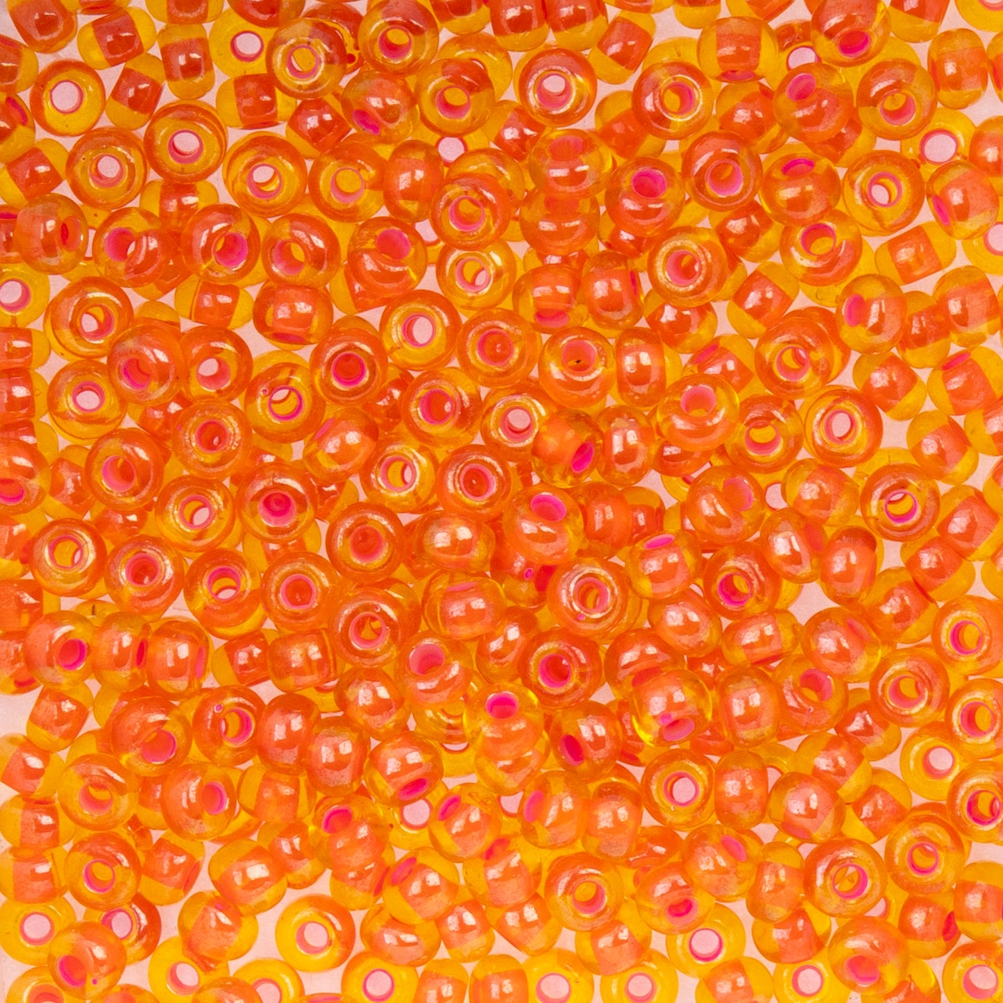 Czech Seed Beads apx. 22g Vial 6/0 Transparent Topaz/ Pink Lined