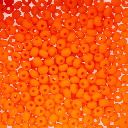 Czech Seed Beads apx. 22g Vial 6/0 Opaque Orange Matt