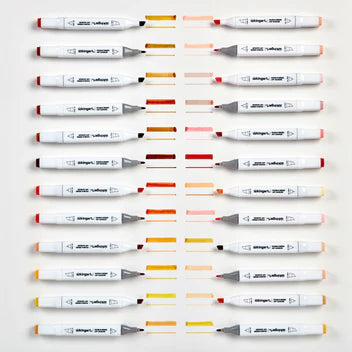 KINGART® PRO Double-Ended Art Alcohol Markers, 24 Portrait Palette Colors with Both Fine & Chisel Tips and Superior Blendability