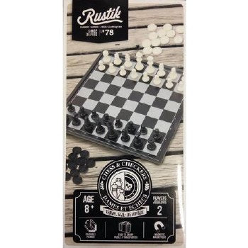 Rustik Magnetic Chess & Checkers Travel Set