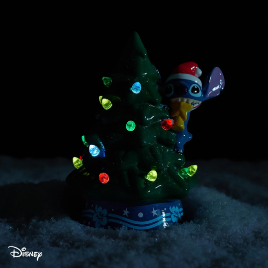HOLIDAY LIGHT UP CERAMIC CHRISTMAS TREE 6” DISNEY LILO & STITCH