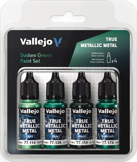 VALLEJO: TRUE METALLIC METAL DUSKEN GREEN PAINT SET