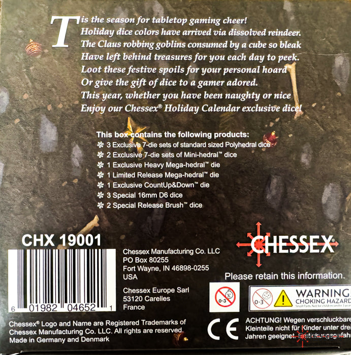 CHESSEX 2024 HOLIDAY CALENDAR (INDIVIDUAL)