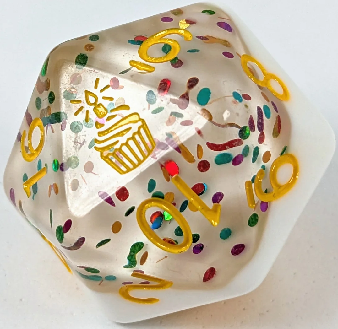 XL D20: BIRTHDAY WISHES W/ SYMBOL 30MM