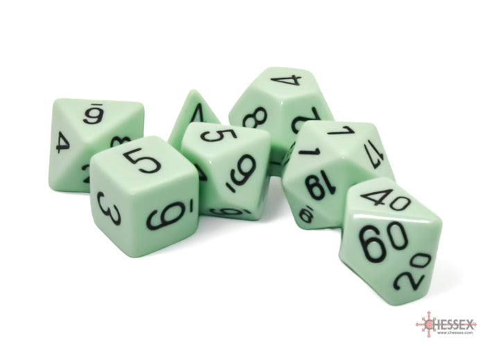 OPAQUE 7-DIE SET POLYHEDRAL PASTEL GREEN/BLACK