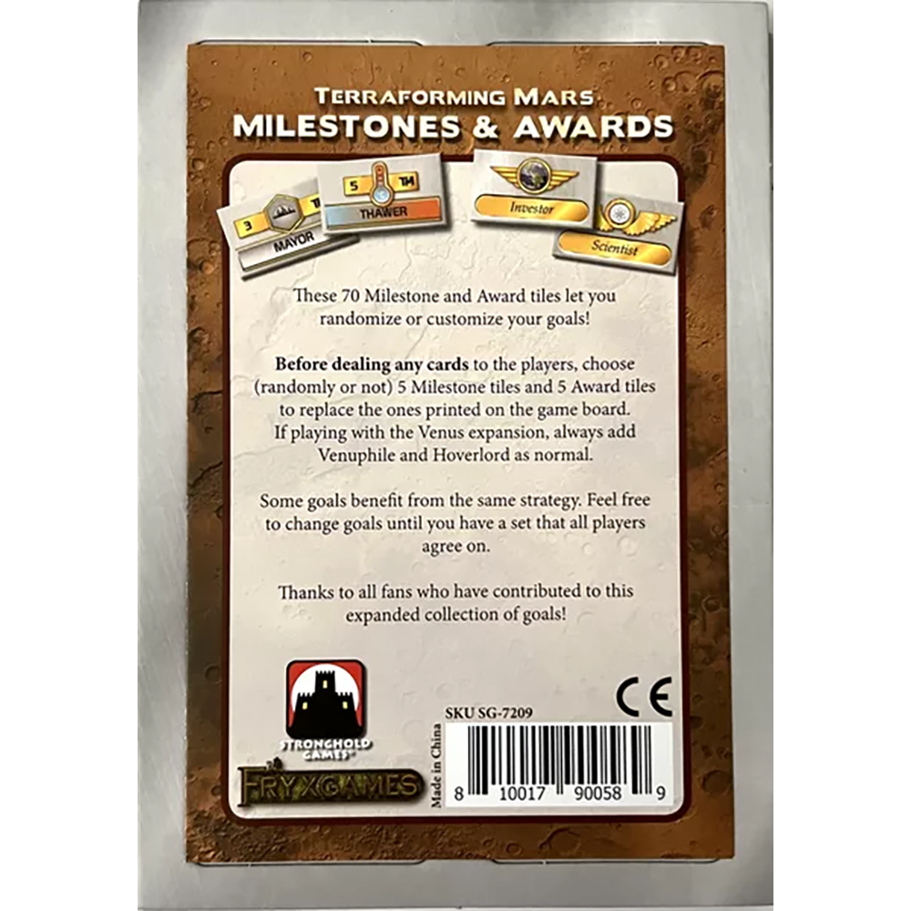 TERRAFORMING MARS: MILESTONES AND AWARDS